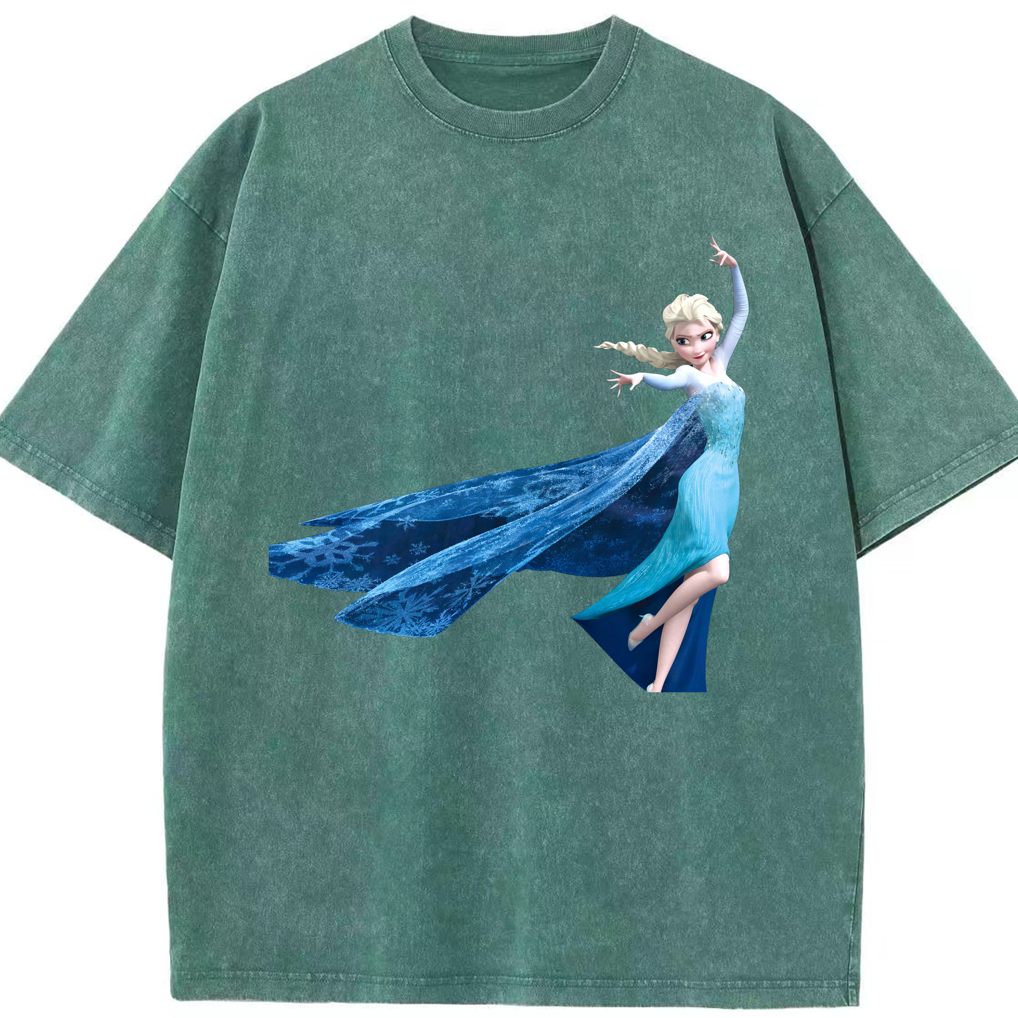 （画像用） アナと雪の女王 アンナ エルサ Frozen Anna Elsa 綿100% ヴィンテージ風 半袖Tシャツ（フロントプリント）